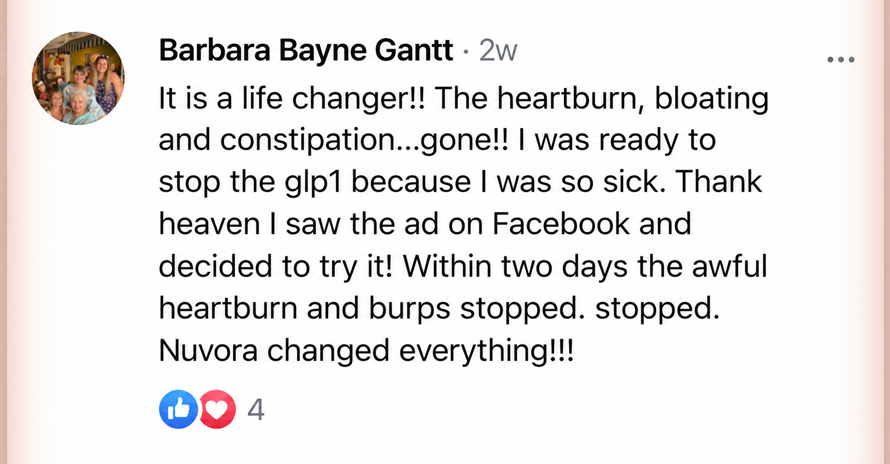 Source Facebook comment about GLP-1 SOS