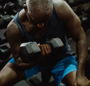 Man training with dumbbells