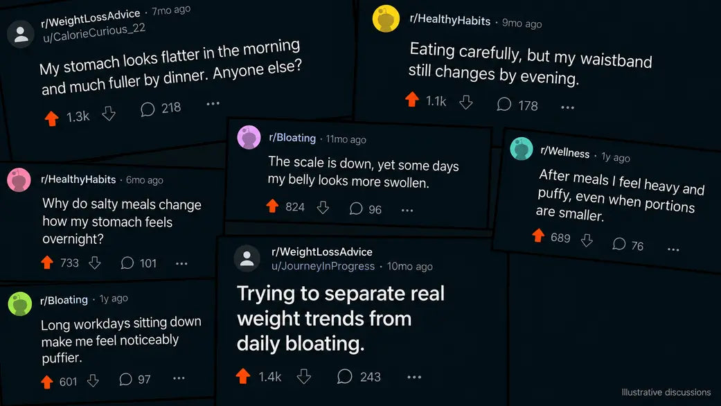 Morning and evening changes in stubborn belly bloating