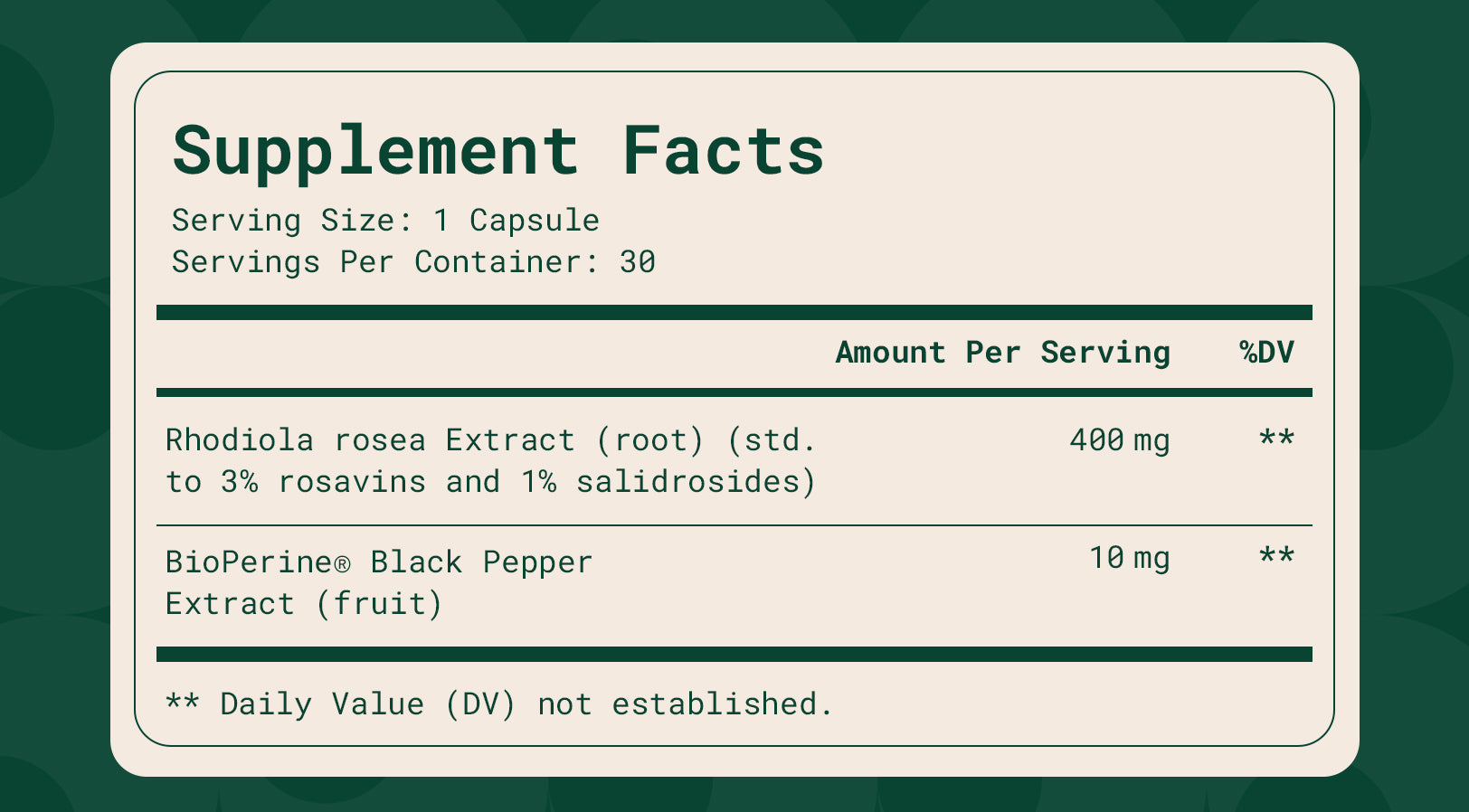 Reference supplement facts