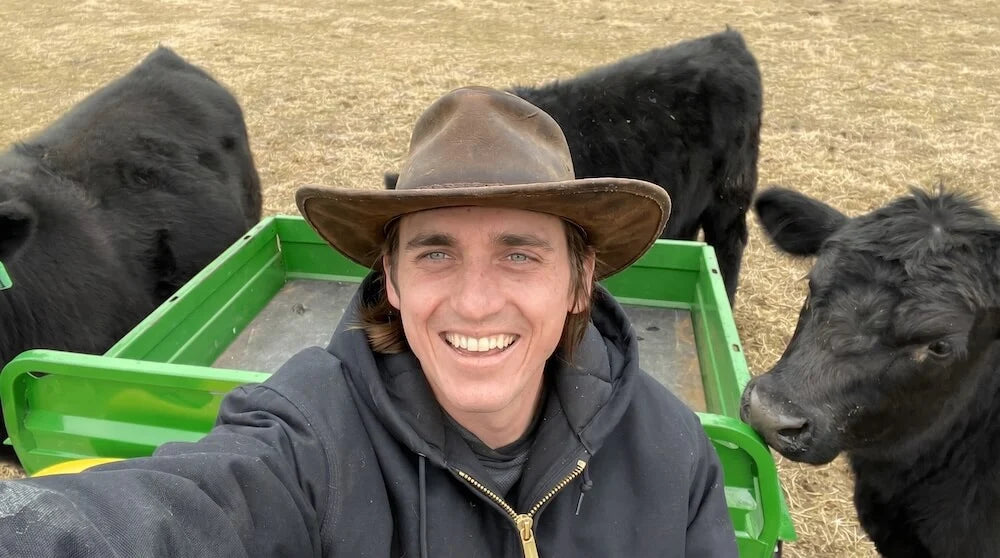 Clay with the herd in Somerset